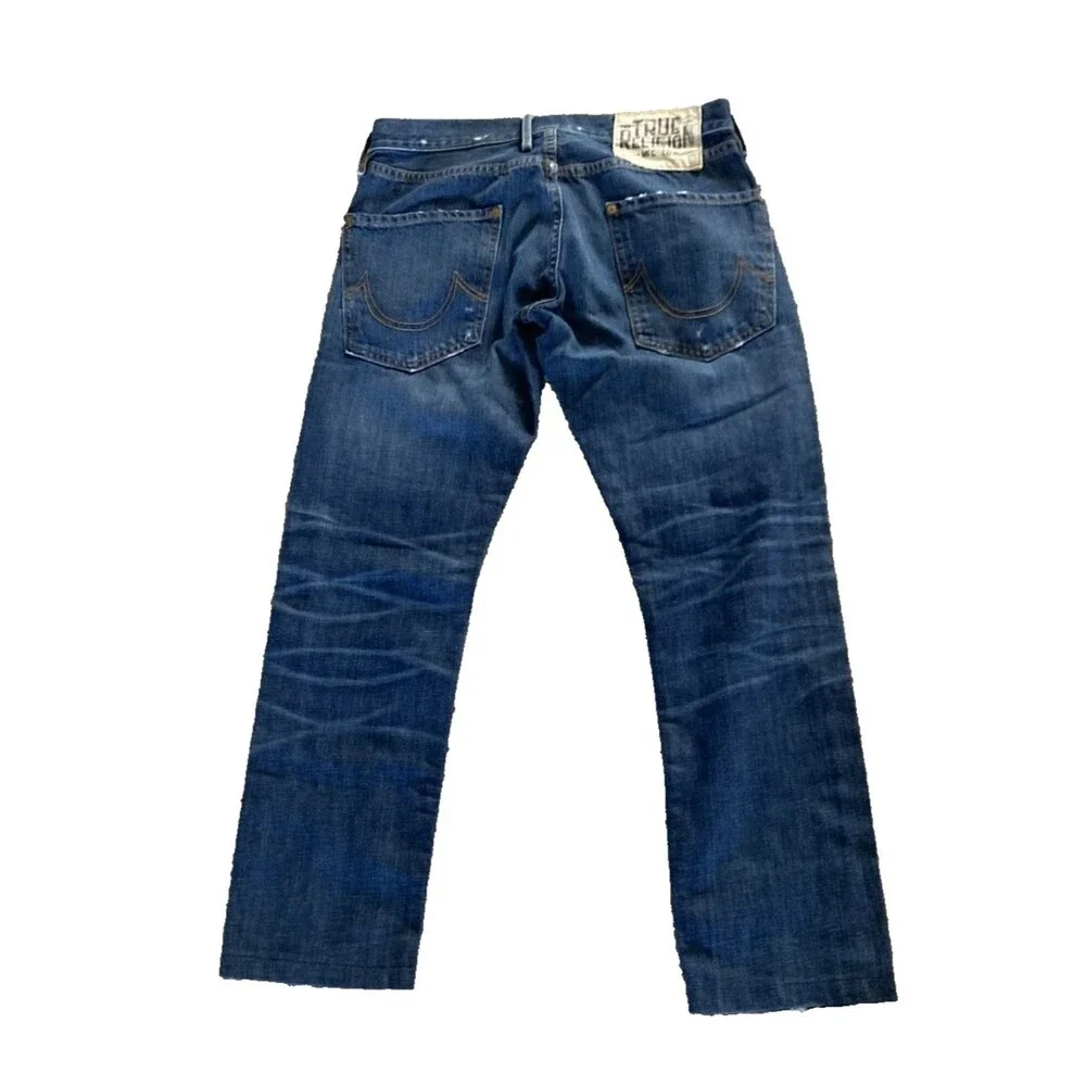 True Religion Men Geno Slim Fit Straight Jean Sz 29 Midnight Blue ButtonFly READ